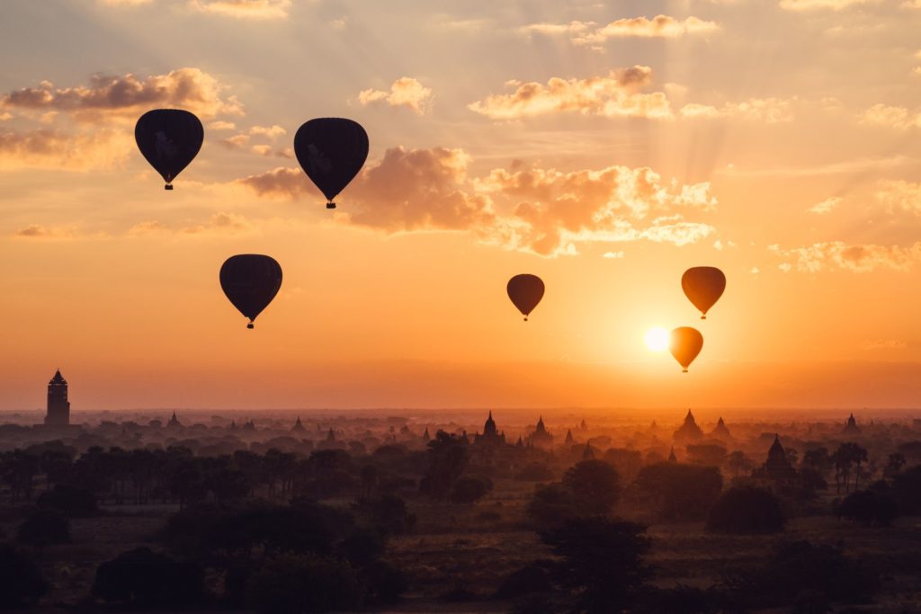 Heißluftballons, Bagan, Myanmar Rundreise